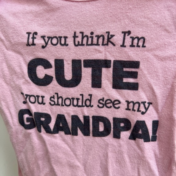 Apericots 6M Pink & Black If You Think I’m Cute You Should See My Grandpa Onesie - Picture 3 of 4